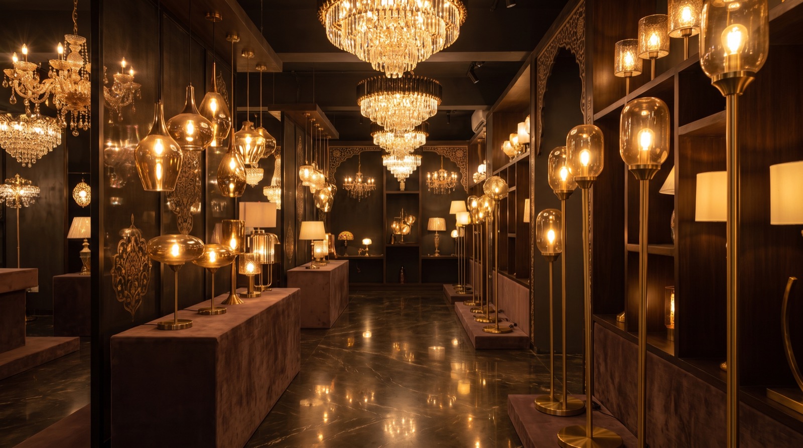 Luxury lighting showroom on MG Road, New Delhi