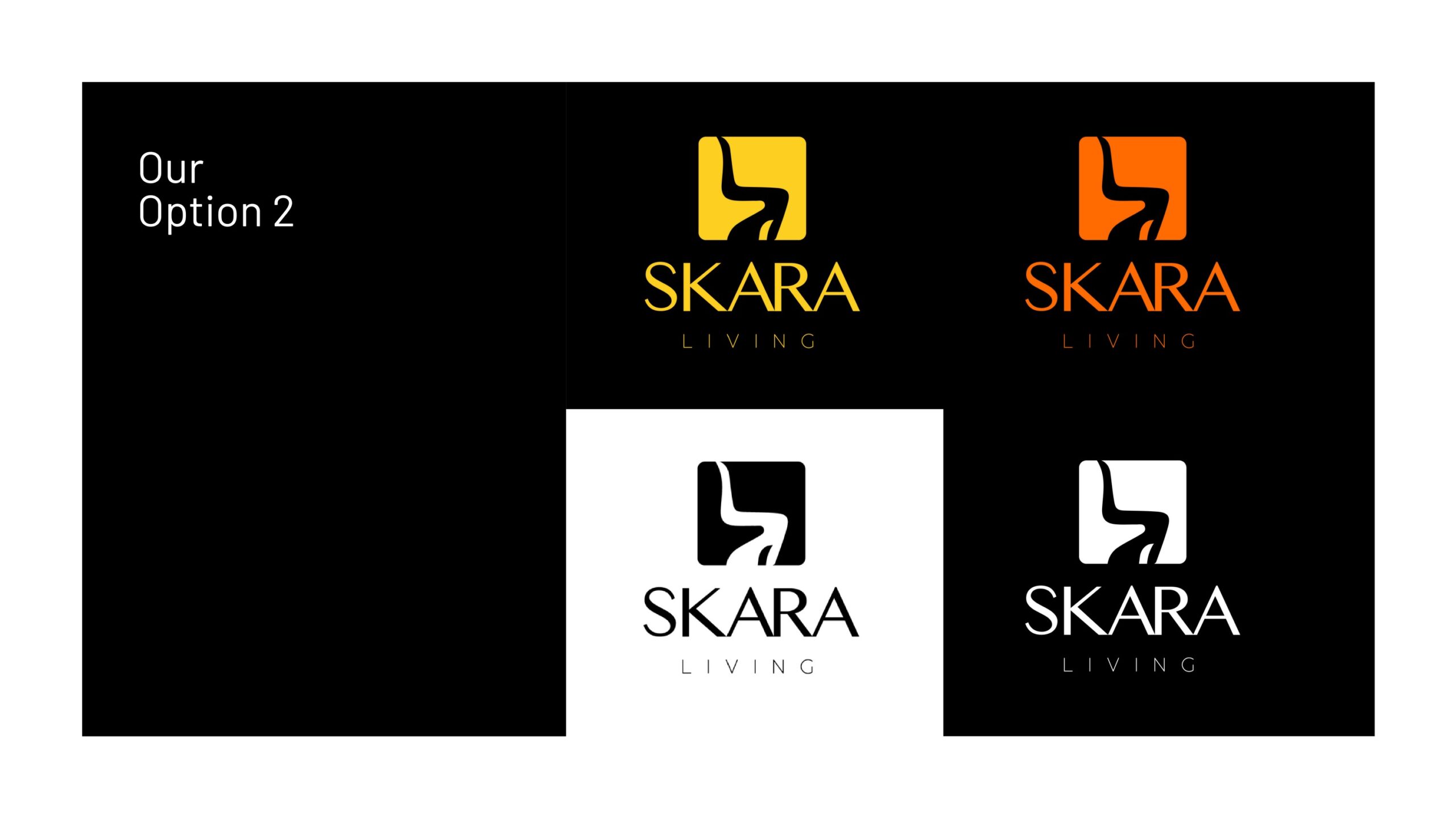 Skara Living logo route 2, chair monogram lockup