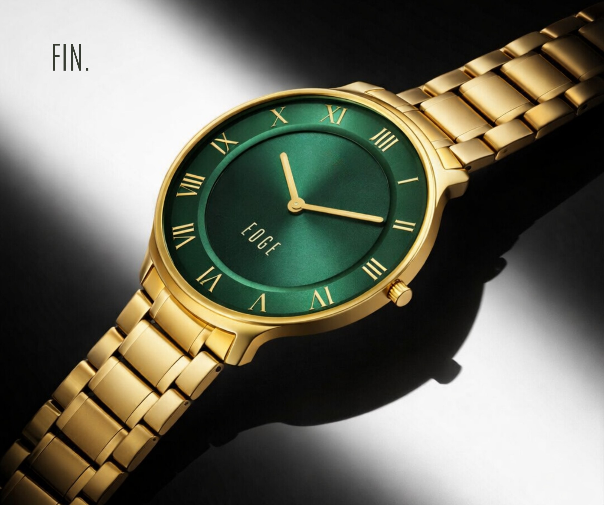 Titan Edge ultra-slim gold watch with green dial
