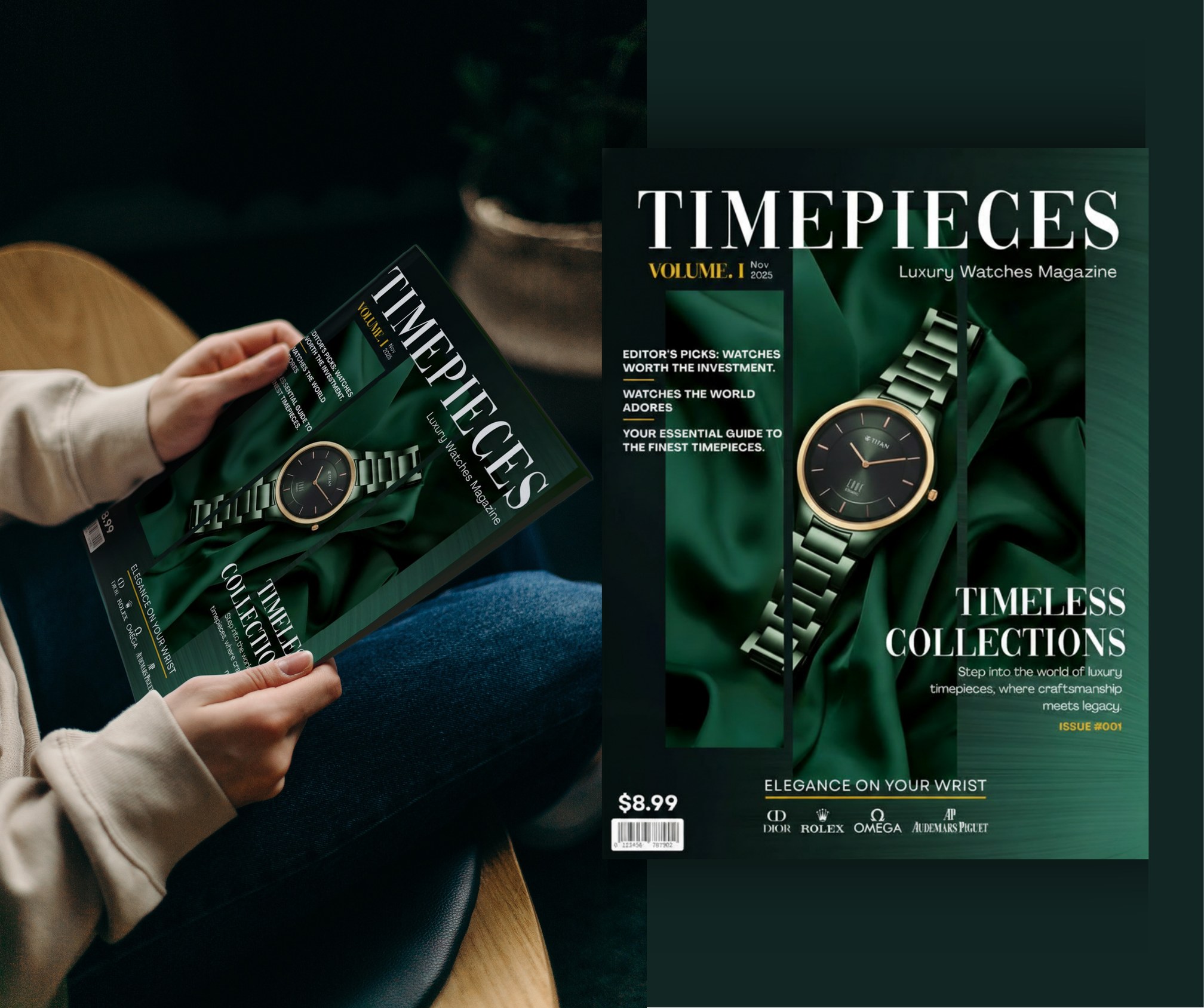 Titan Edge magazine branding concept: Timepieces luxury watch magazine