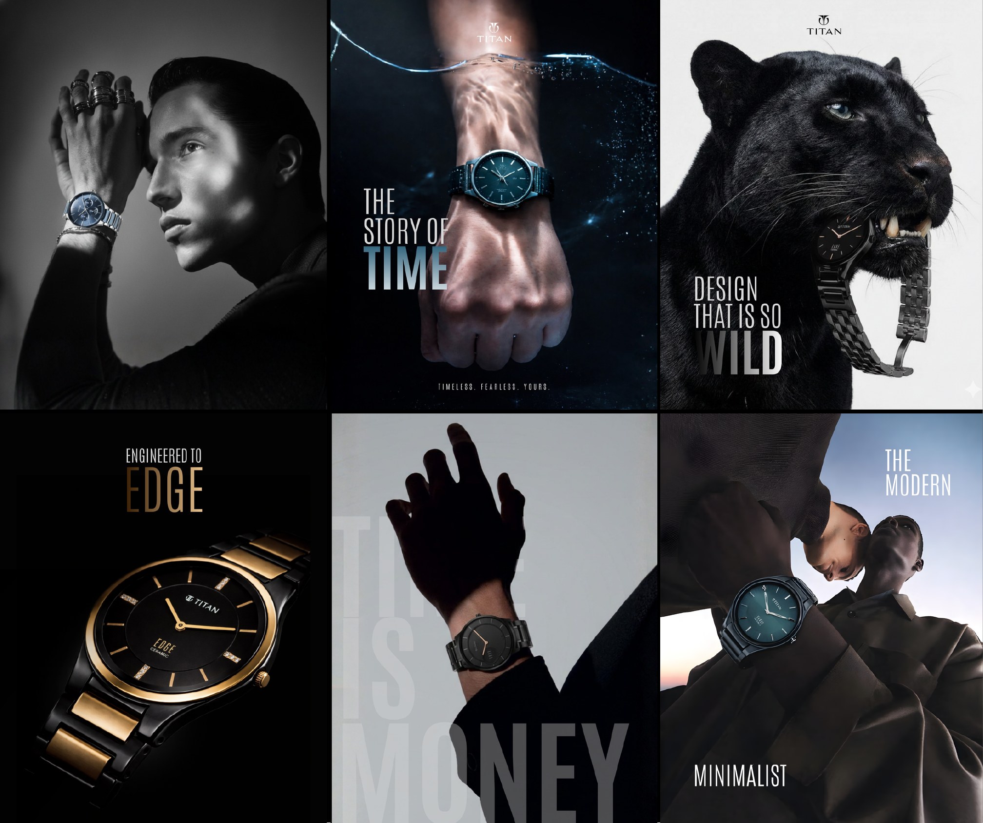 Titan Edge social media campaign grid of six creative routes